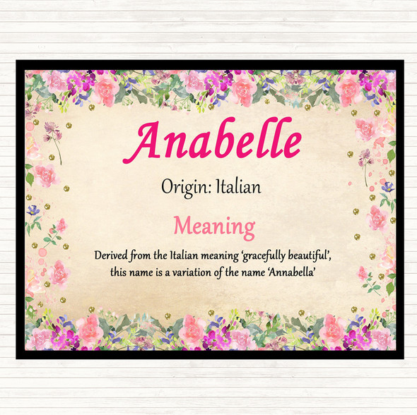 Anabelle Name Meaning Mouse Mat Pad Floral