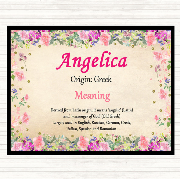Angelica Name Meaning Mouse Mat Pad Floral