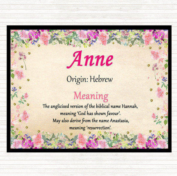 Anne Name Meaning Mouse Mat Pad Floral