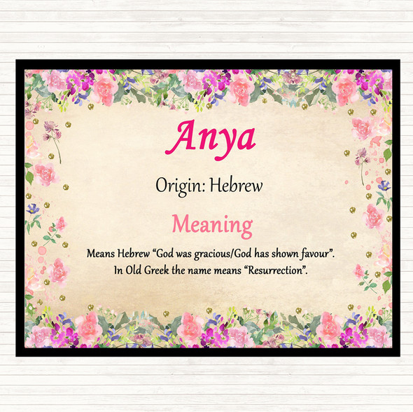 Anya Name Meaning Mouse Mat Pad Floral