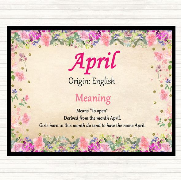 April Name Meaning Mouse Mat Pad Floral