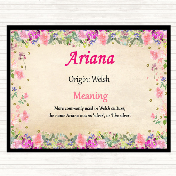 Ariana Name Meaning Mouse Mat Pad Floral