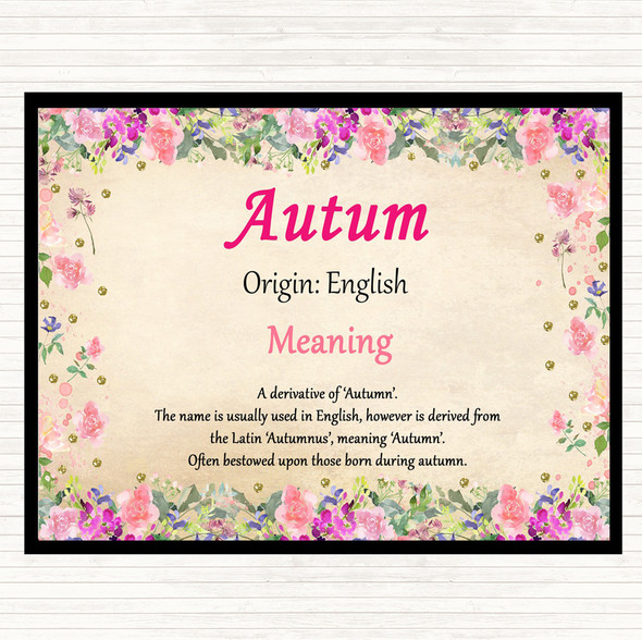 Autum Name Meaning Mouse Mat Pad Floral