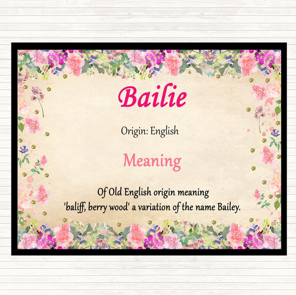 Bailie Name Meaning Mouse Mat Pad Floral