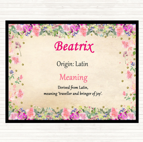 Beatrix Name Meaning Mouse Mat Pad Floral