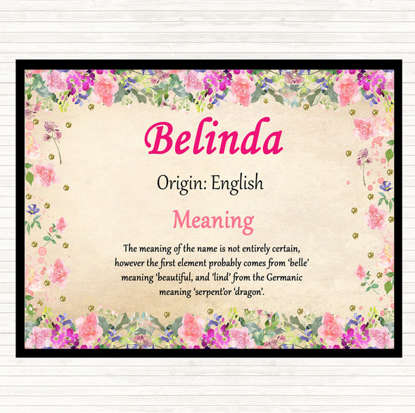 Belinda Name Meaning Mouse Mat Pad Floral