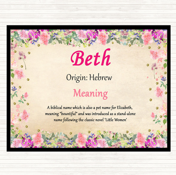 Beth Name Meaning Mouse Mat Pad Floral