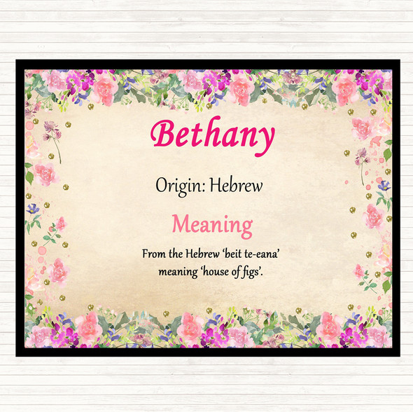 Bethany Name Meaning Mouse Mat Pad Floral