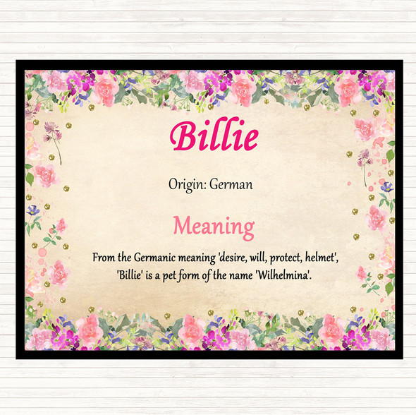 Billie Name Meaning Mouse Mat Pad Floral