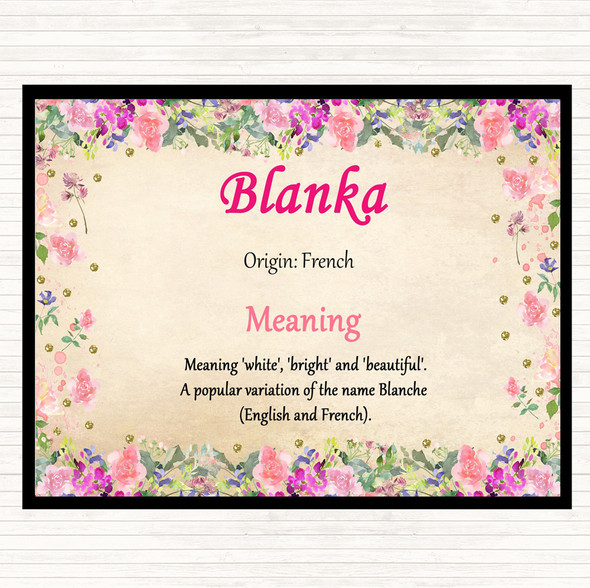 Blanka Name Meaning Mouse Mat Pad Floral