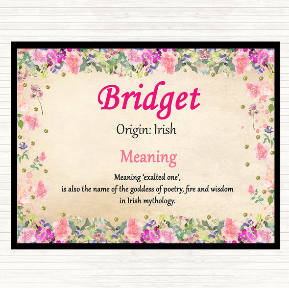 Bridget Name Meaning Mouse Mat Pad Floral