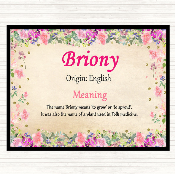 Briony Name Meaning Mouse Mat Pad Floral