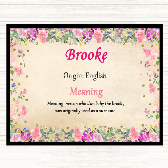 Brooke Name Meaning Mouse Mat Pad Floral