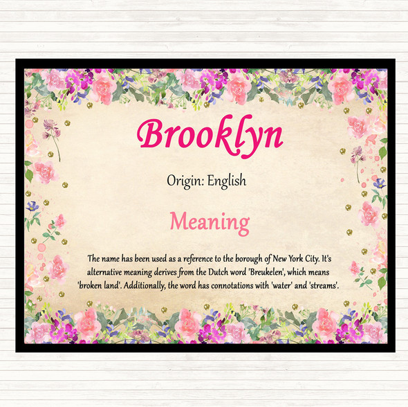 Brooklyn Name Meaning Mouse Mat Pad Floral