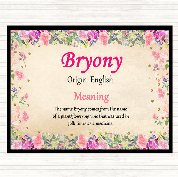 Bryony Name Meaning Mouse Mat Pad Floral