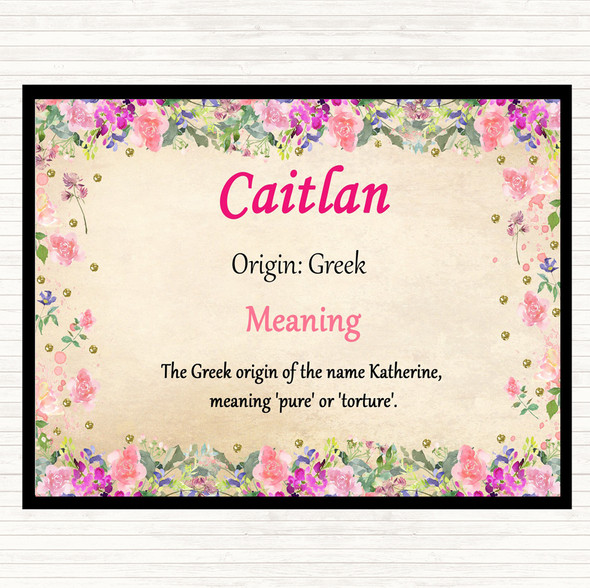 Caitlan Name Meaning Mouse Mat Pad Floral