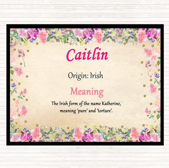 Caitlin Name Meaning Mouse Mat Pad Floral