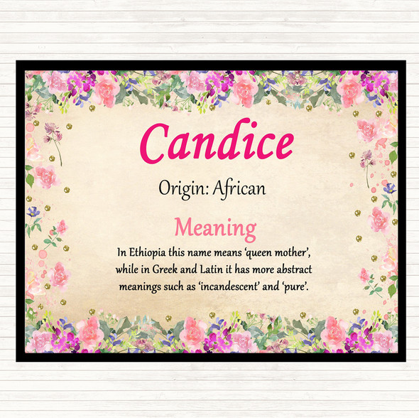 Candice Name Meaning Mouse Mat Pad Floral