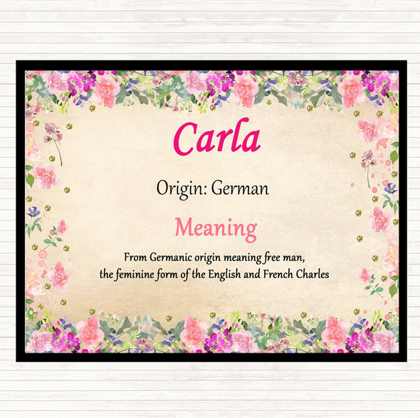 Carla Name Meaning Mouse Mat Pad Floral