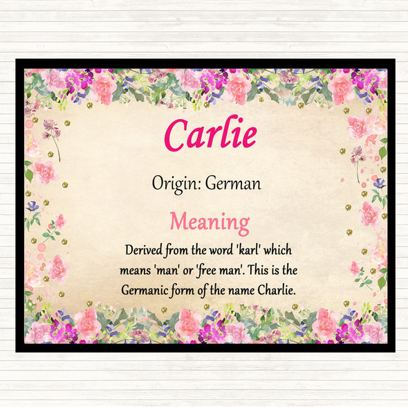 Carlie Name Meaning Mouse Mat Pad Floral