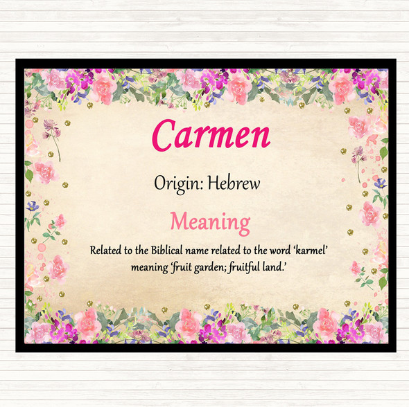Carmen Name Meaning Mouse Mat Pad Floral