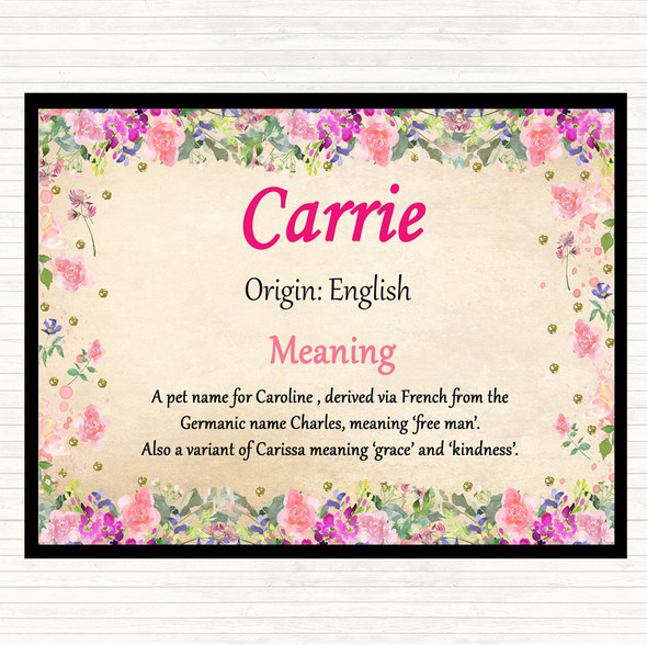 Carrie Name Meaning Mouse Mat Pad Floral