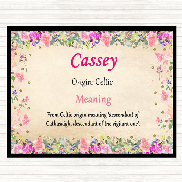 Cassey Name Meaning Mouse Mat Pad Floral