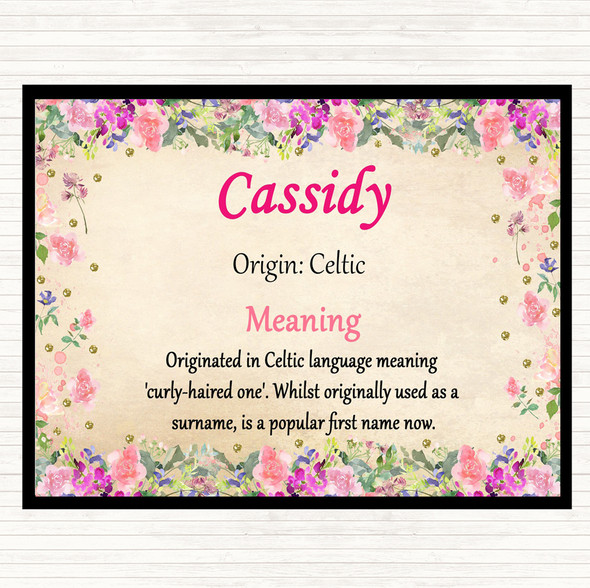 Cassidy Name Meaning Mouse Mat Pad Floral