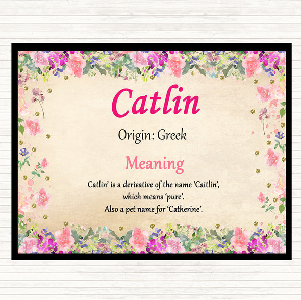 Catlin Name Meaning Mouse Mat Pad Floral