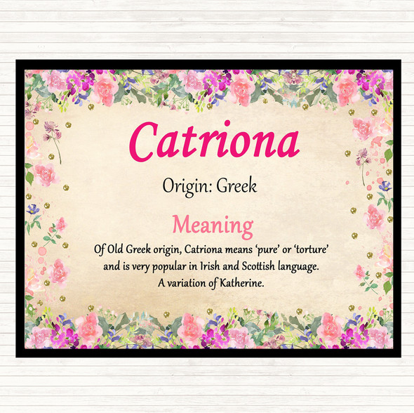 Catriona Name Meaning Mouse Mat Pad Floral