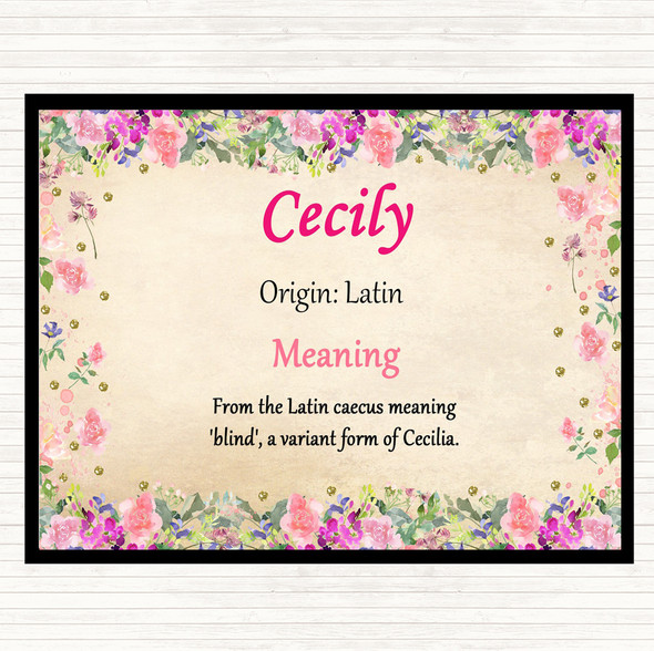 Cecily Name Meaning Mouse Mat Pad Floral