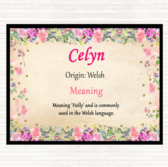 Celyn Name Meaning Mouse Mat Pad Floral