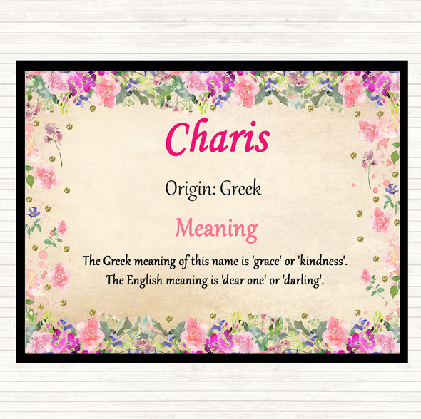 Charis Name Meaning Mouse Mat Pad Floral