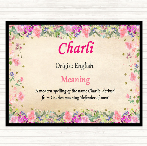 Charli Name Meaning Mouse Mat Pad Floral