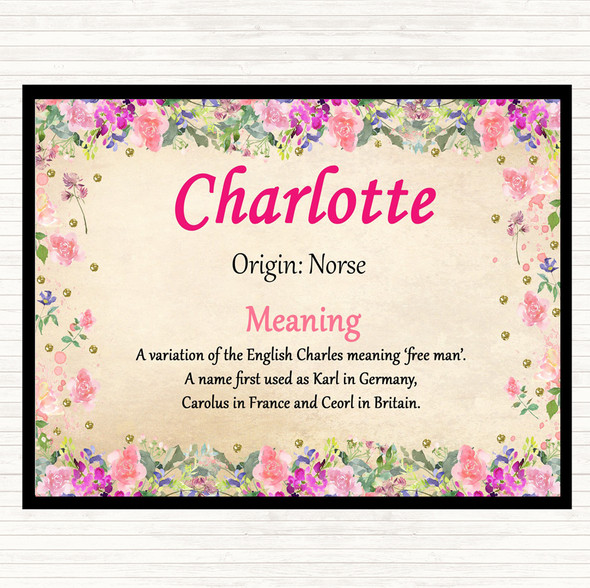 Charlotte Name Meaning Mouse Mat Pad Floral