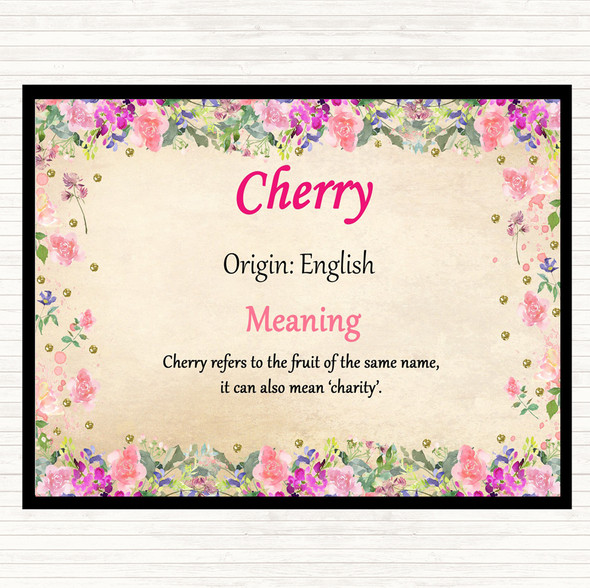Cherry Name Meaning Mouse Mat Pad Floral