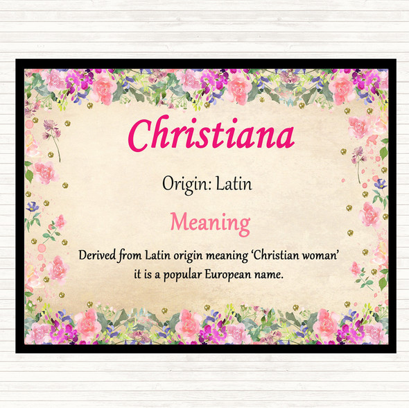 Christiana Name Meaning Mouse Mat Pad Floral