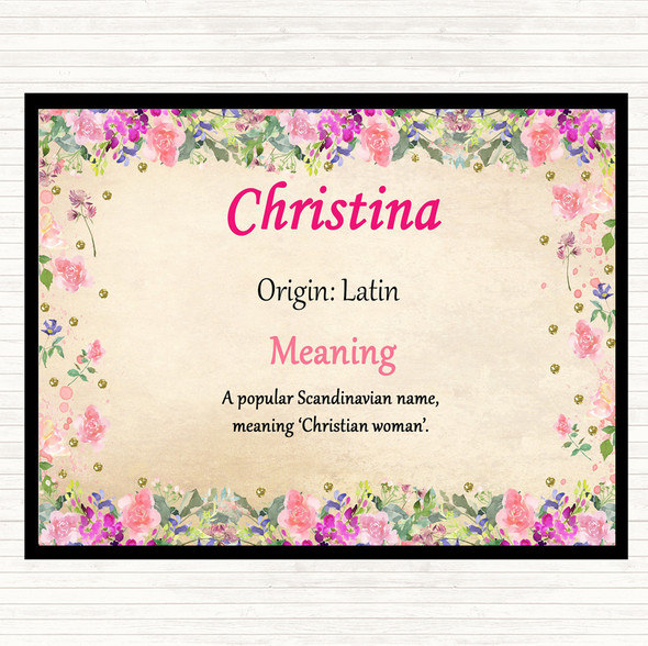 Christina Name Meaning Mouse Mat Pad Floral