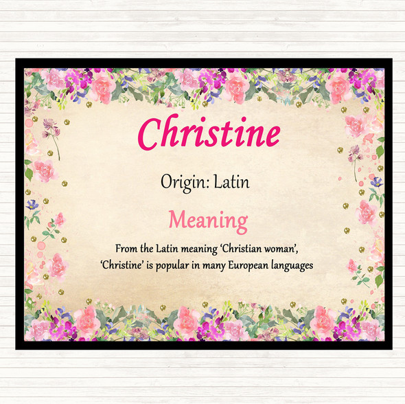 Christine Name Meaning Mouse Mat Pad Floral