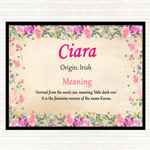 Ciara Name Meaning Mouse Mat Pad Floral