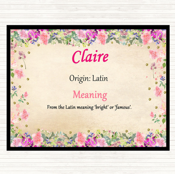 Claire Name Meaning Mouse Mat Pad Floral