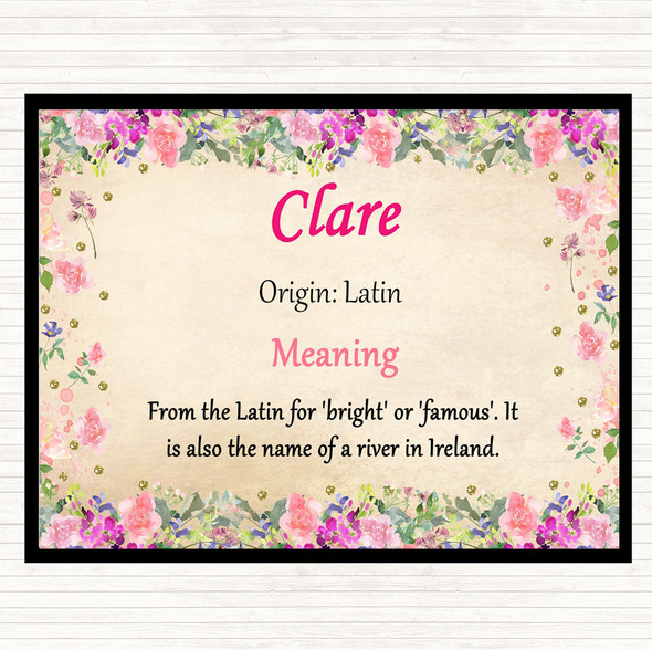 Clare Name Meaning Mouse Mat Pad Floral