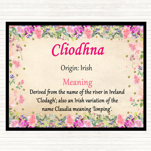 Cliodhna Name Meaning Mouse Mat Pad Floral