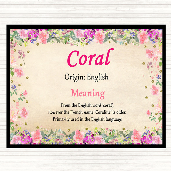 Coral Name Meaning Mouse Mat Pad Floral