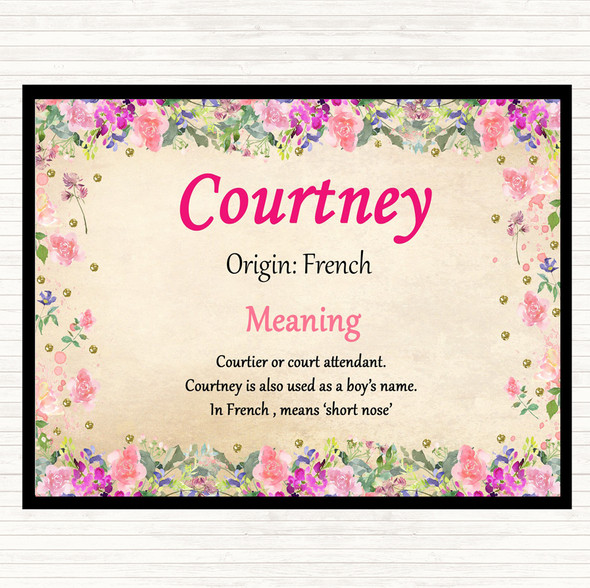 Courtney Name Meaning Mouse Mat Pad Floral