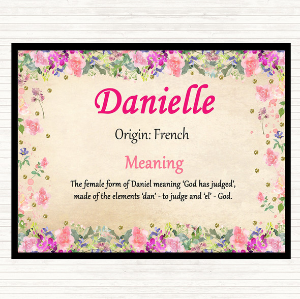 Danielle Name Meaning Mouse Mat Pad Floral