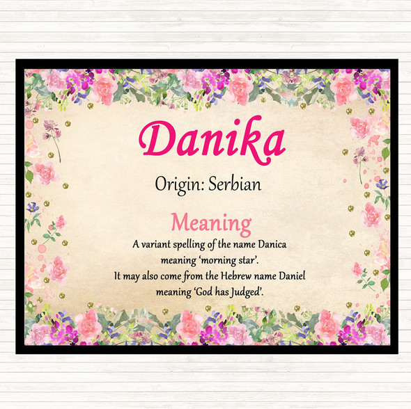 Danika Name Meaning Mouse Mat Pad Floral