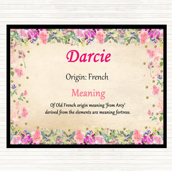 Darcie Name Meaning Mouse Mat Pad Floral