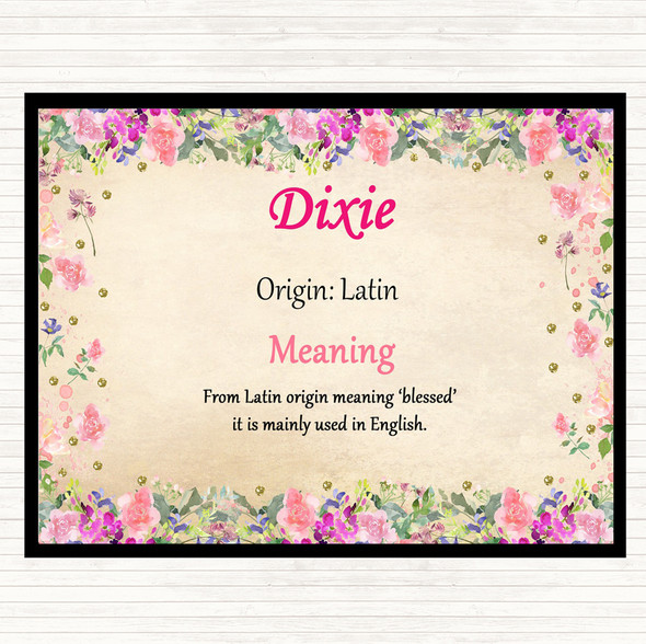Dixie Name Meaning Mouse Mat Pad Floral