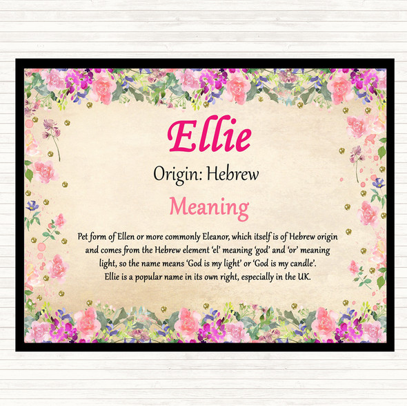 Ellie Name Meaning Mouse Mat Pad Floral